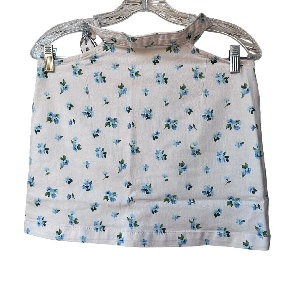 weworewhat cut out mini skirt watercolor ditsy zr5 ivory with blue floral small - Picture 7 of 13